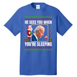 Sleepy Creepy Hidin From Joe Biden Funny Christmas Confused Gift Tall T-Shirt