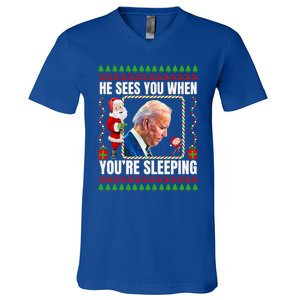 Sleepy Creepy Hidin From Joe Biden Funny Christmas Confused Gift V-Neck T-Shirt