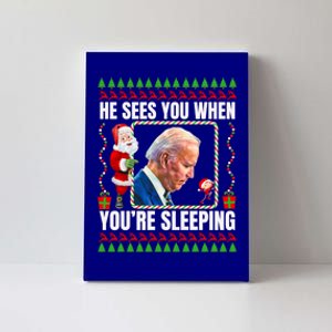 Sleepy Creepy Hidin From Joe Biden Funny Christmas Confused Gift Canvas