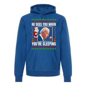 Sleepy Creepy Hidin From Joe Biden Funny Christmas Confused Gift Premium Hoodie