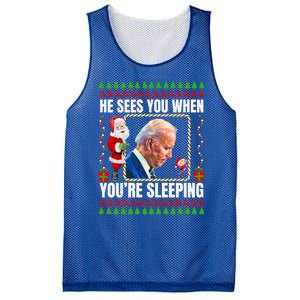 Sleepy Creepy Hidin From Joe Biden Funny Christmas Confused Gift Mesh Reversible Basketball Jersey Tank