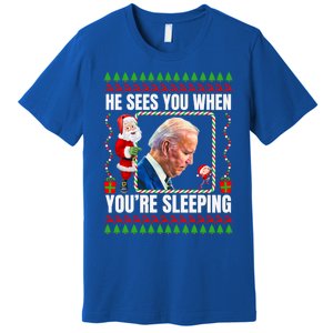 Sleepy Creepy Hidin From Joe Biden Funny Christmas Confused Gift Premium T-Shirt