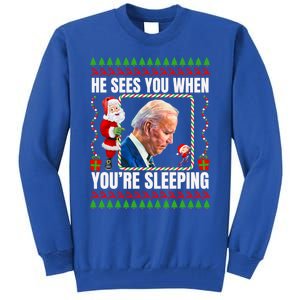 Sleepy Creepy Hidin From Joe Biden Funny Christmas Confused Gift Tall Sweatshirt