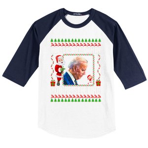 Sleepy Creepy Hidin From Joe Biden Funny Christmas Confused Gift Baseball Sleeve Shirt