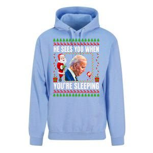 Sleepy Creepy Hidin From Joe Biden Funny Christmas Confused Gift Unisex Surf Hoodie