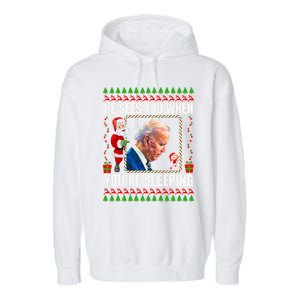 Sleepy Creepy Hidin From Joe Biden Funny Christmas Confused Gift Garment-Dyed Fleece Hoodie