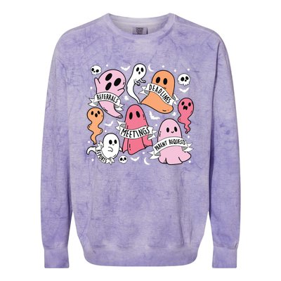 School Counselor Halloween Social Worker Ghost Psychologist Colorblast Crewneck Sweatshirt