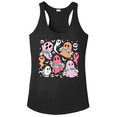 School Counselor Halloween Social Worker Ghost Psychologist Ladies PosiCharge Competitor Racerback Tank