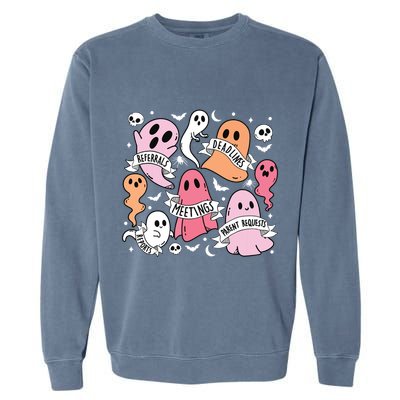 School Counselor Halloween Social Worker Ghost Psychologist Garment-Dyed Sweatshirt