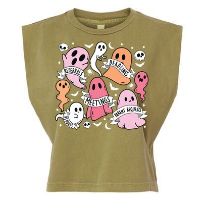 School Counselor Halloween Social Worker Ghost Psychologist Garment-Dyed Women's Muscle Tee