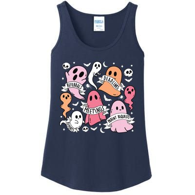 School Counselor Halloween Social Worker Ghost Psychologist Ladies Essential Tank