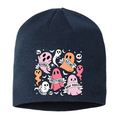 School Counselor Halloween Social Worker Ghost Psychologist Sustainable Beanie