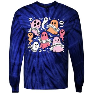 School Counselor Halloween Social Worker Ghost Psychologist Tie-Dye Long Sleeve Shirt