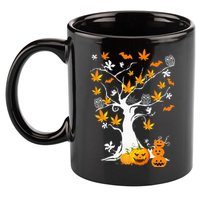 Spooky Cannabis Halloween Costume with Weed Leaf Tree Ghost Pumpkin 11oz C Handle Ceramic Mug