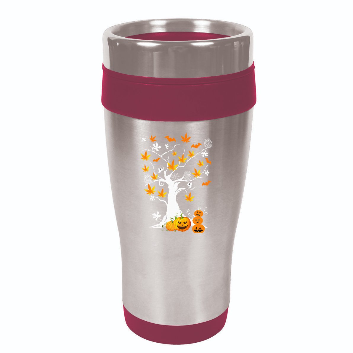 Spooky Cannabis Halloween Costume with Weed Leaf Tree Ghost Pumpkin 16oz Travel Tumbler
