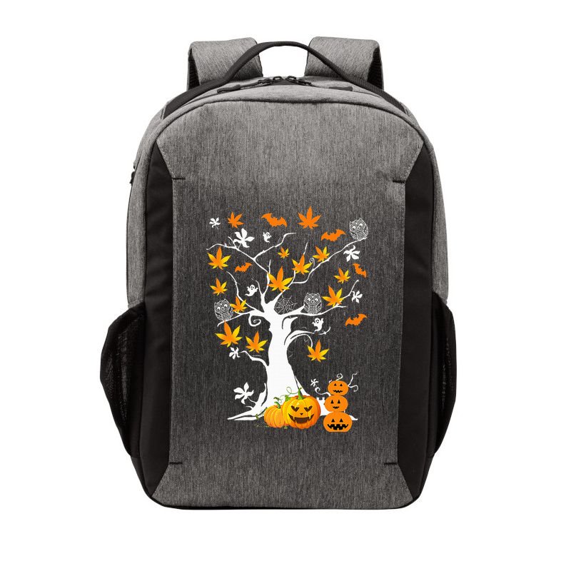Spooky Cannabis Halloween Costume with Weed Leaf Tree Ghost Pumpkin Vector Backpack