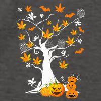 Spooky Cannabis Halloween Costume with Weed Leaf Tree Ghost Pumpkin Vector Backpack