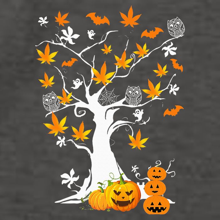 Spooky Cannabis Halloween Costume with Weed Leaf Tree Ghost Pumpkin Vector Backpack