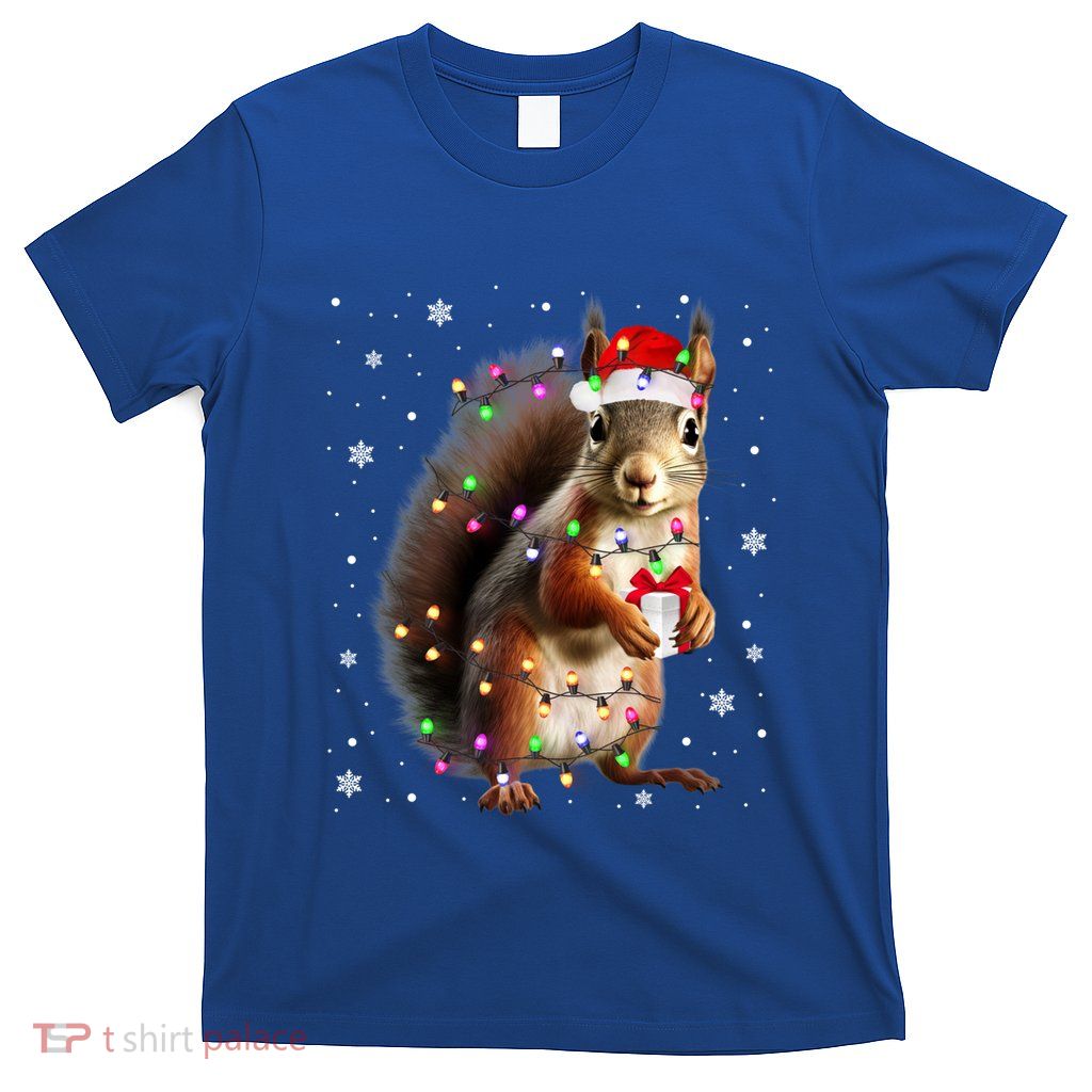 Squirrel Christmas Hat Santa Pajama Squirrels Lover Xmas Cute Gift T-Shirt