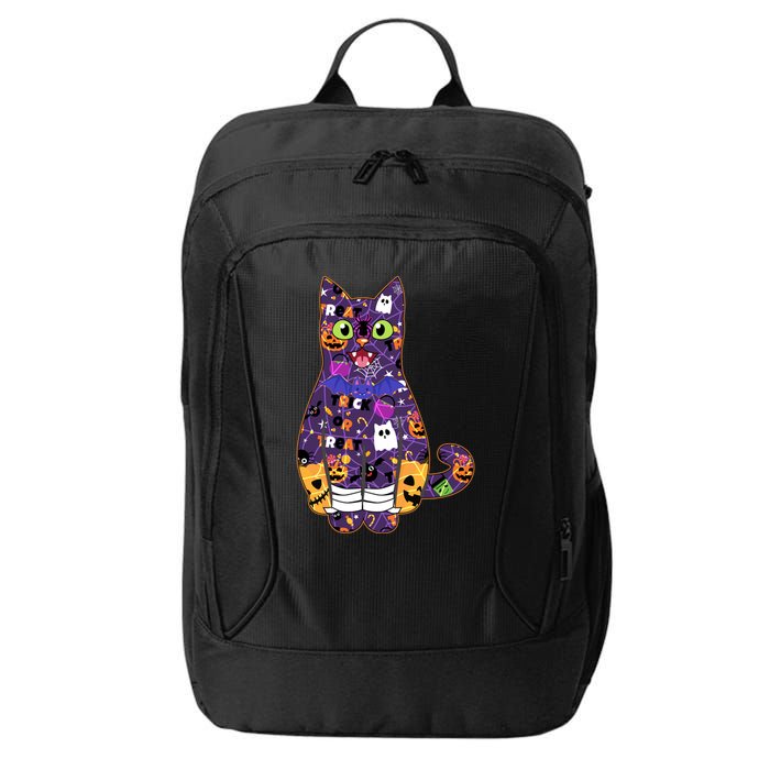 Spooky Cute Halloween Pattern Kitty Cat City Backpack