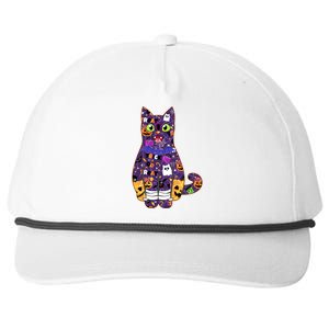 Spooky Cute Halloween Pattern Kitty Cat Snapback Five-Panel Rope Hat