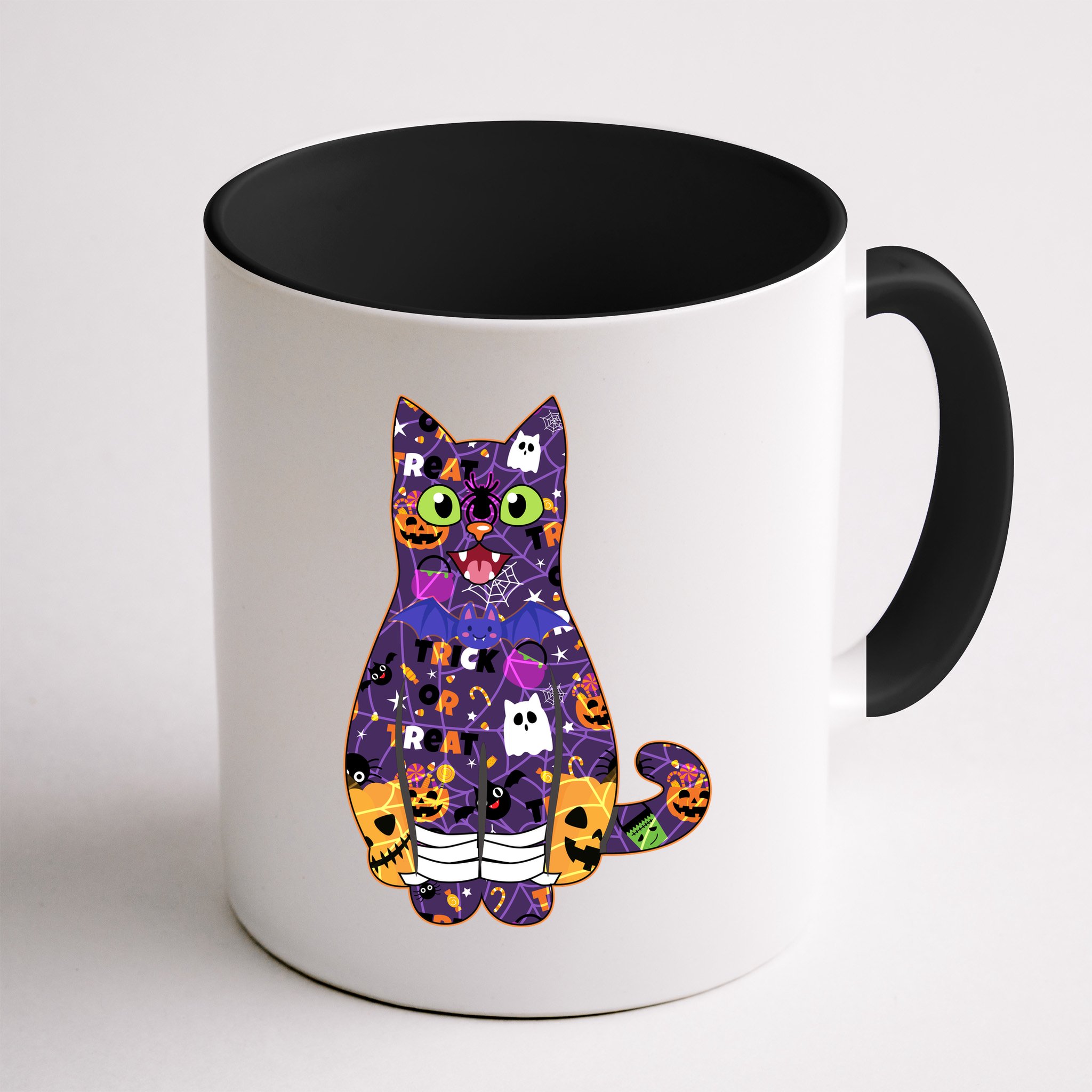 Spooky Cute Halloween Pattern Kitty Cat Mug