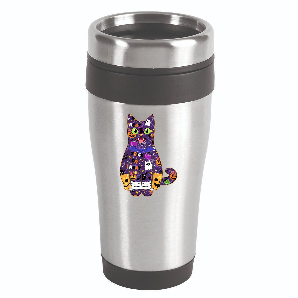 Spooky Cute Halloween Pattern Kitty Cat 16oz Travel Tumbler