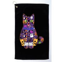 Spooky Cute Halloween Pattern Kitty Cat Golf Towel