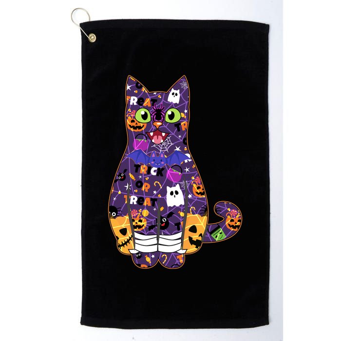 Spooky Cute Halloween Pattern Kitty Cat Golf Towel