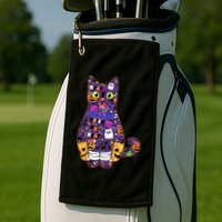 Spooky Cute Halloween Pattern Kitty Cat Golf Towel