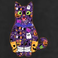 Spooky Cute Halloween Pattern Kitty Cat Golf Towel