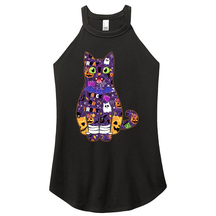 Spooky Cute Halloween Pattern Kitty Cat Women's Perfect Tri Rocker Tank