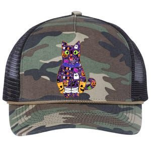 Spooky Cute Halloween Pattern Kitty Cat Retro Rope Trucker Hat Cap