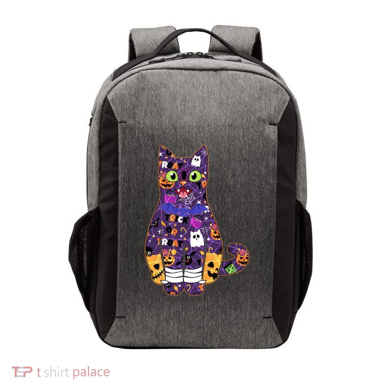 Spooky Cute Halloween Pattern Kitty Cat Vector Backpack
