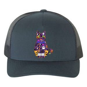 Spooky Cute Halloween Pattern Kitty Cat Yupoong Adult 5-Panel Trucker Hat