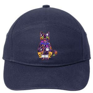 Spooky Cute Halloween Pattern Kitty Cat 7-Panel Snapback Hat