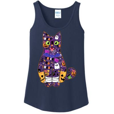 Spooky Cute Halloween Pattern Kitty Cat Ladies Essential Tank