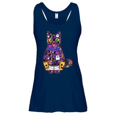 Spooky Cute Halloween Pattern Kitty Cat Ladies Essential Flowy Tank