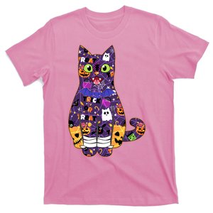 Spooky Cute Halloween Pattern Kitty Cat T-Shirt