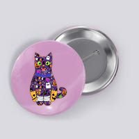 Spooky Cute Halloween Pattern Kitty Cat Button
