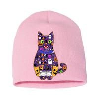 Spooky Cute Halloween Pattern Kitty Cat Short Acrylic Beanie