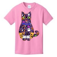 Spooky Cute Halloween Pattern Kitty Cat Kids T-Shirt