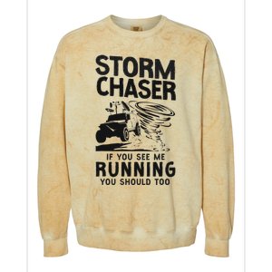 Storm Chaser Hurricane Meteorology Tornado Storm Chaser If Colorblast Crewneck Sweatshirt