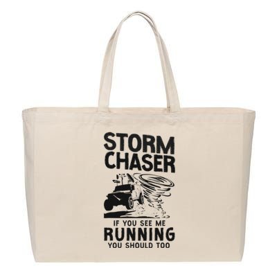 Storm Chaser Hurricane Meteorology Tornado Storm Chaser If Cotton Canvas Jumbo Tote