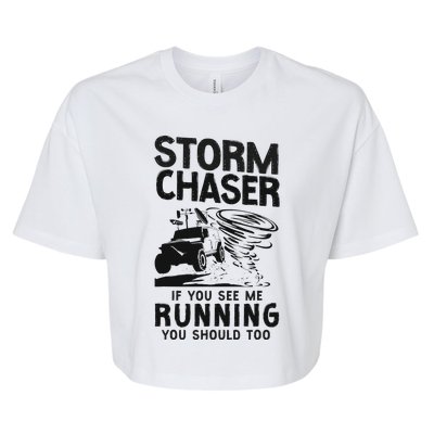 Storm Chaser Hurricane Meteorology Tornado Storm Chaser If Bella+Canvas Jersey Crop Tee