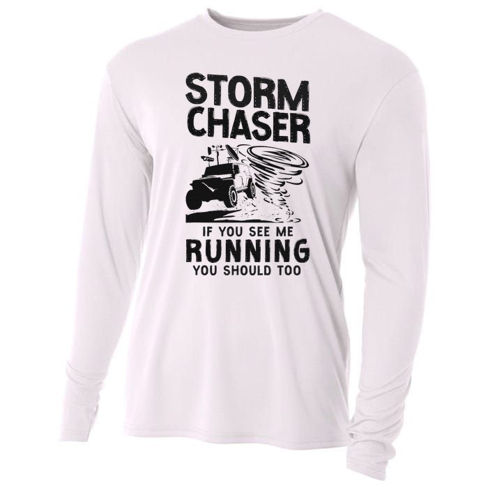 Storm Chaser Hurricane Meteorology Tornado Storm Chaser If Cooling Performance Long Sleeve Crew