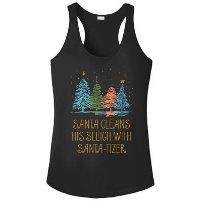 Santa Cleans His Sleigh With Santatizer Christmas Dad Jokes Gift Ladies PosiCharge Competitor Racerback Tank