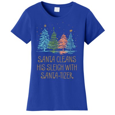 Santa Cleans His Sleigh With Santatizer Christmas Dad Jokes Gift Women's T-Shirt