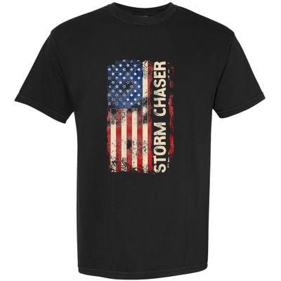 Storm Chaser Hurricane Meteorology Tornado Usa American Flag Garment-Dyed Heavyweight T-Shirt