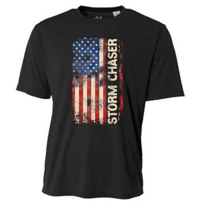 Storm Chaser Hurricane Meteorology Tornado Usa American Flag Cooling Performance Crew T-Shirt